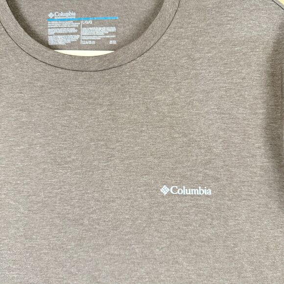 Columbia T-Shirt Mens L Brown Neutral Short Sleeve Shirt Crew Neck Graphic Logo - Picture 4 of 7